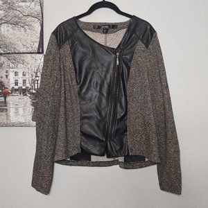 Kensie Jacket Black Gray Asymmetrical Zip Up XL